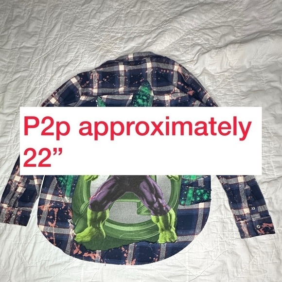Hulk Marvel Upcycle wrangler flannel bleach distressed - Picture 2 of 11